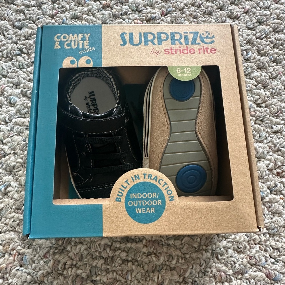 Stride Rite Black and Tan Kids Sneakers